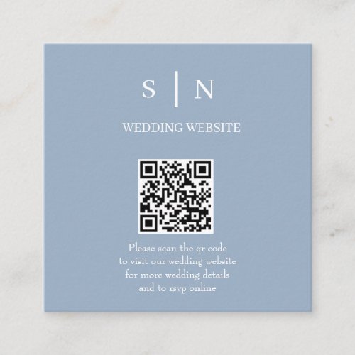 Minimal and Chic  Dusty Blue and White QR Code Enclosure Card