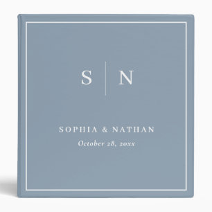 Minimal and Chic Dusty Blue and White Wedding 3 Ring Binder