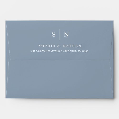 Minimal and Chic | Dusty Blue and White Wedding Envelope