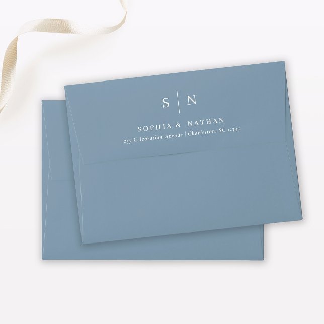 Minimal and Chic | Dusty Blue and White Wedding Envelope (Creator Uploaded)