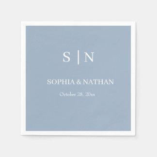 Minimal and Chic | Dusty Blue and White Wedding Napkins