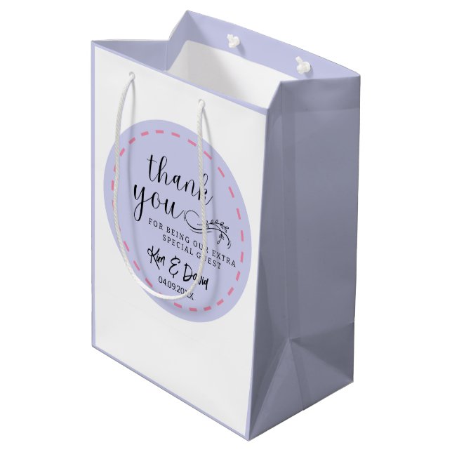 Minimal and Chic Dusty Blue Thank You Add Name  Medium Gift Bag (Back Angled)