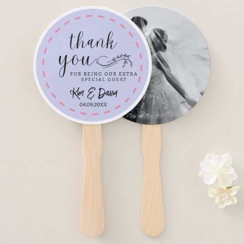 Minimal and Chic Dusty Blue Thank You Add Name Pic Hand Fan