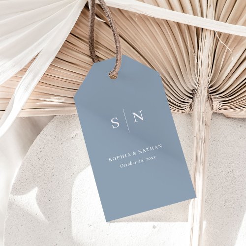 Minimal and Chic  Dusty Blue Wedding Gift Tags