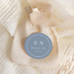 Minimal and Chic | Dusty Blue Wedding Monogram Classic Round Sticker<br><div class="desc">These elegant,  modern wedding thank you favor stickers feature a simple dusty blue and white text design that exudes minimalist style. Add your initials or monogram to make them completely your own.</div>