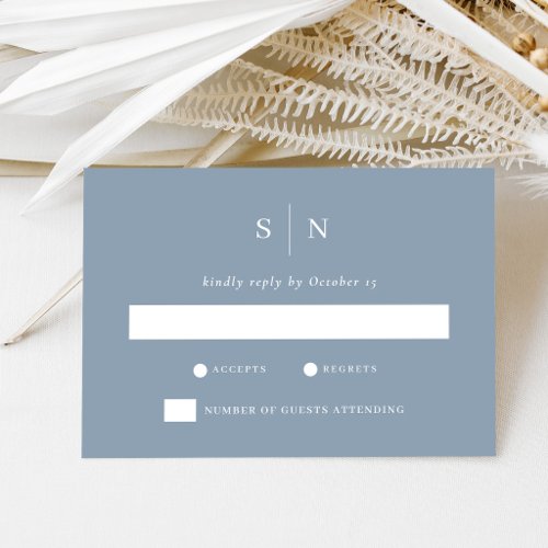 Minimal and Chic Dusty Blue | Wedding RSVP Card
