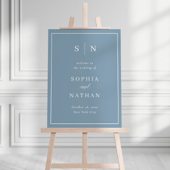Minimal And Chic | Dusty Blue Wedding Welcome Foam Board by Customize_My_Wedding at Zazzle