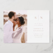 Minimal and Chic | Elegant Two Photo Wedding Foil Invitation (Front)