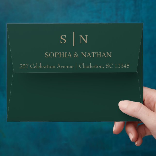 Minimal and Chic | Emerald Green Wedding Envelope (Hand)