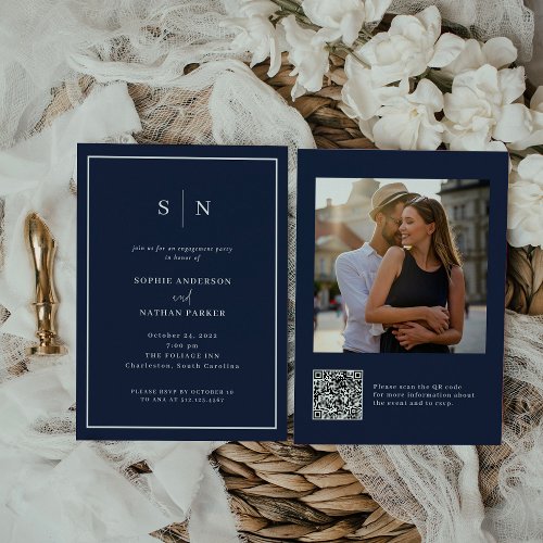 Minimal and Chic  Engagement Party QR Code Photo Invitation