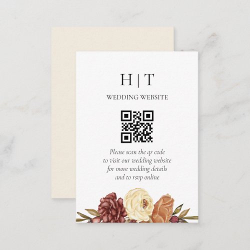 Minimal and Chic Fall Floral QR Code Wedding Enclosure Card