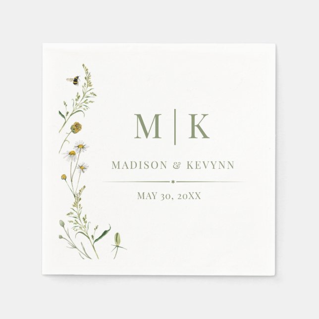 Minimal and Chic | Floral Wedding Napkins (Front)