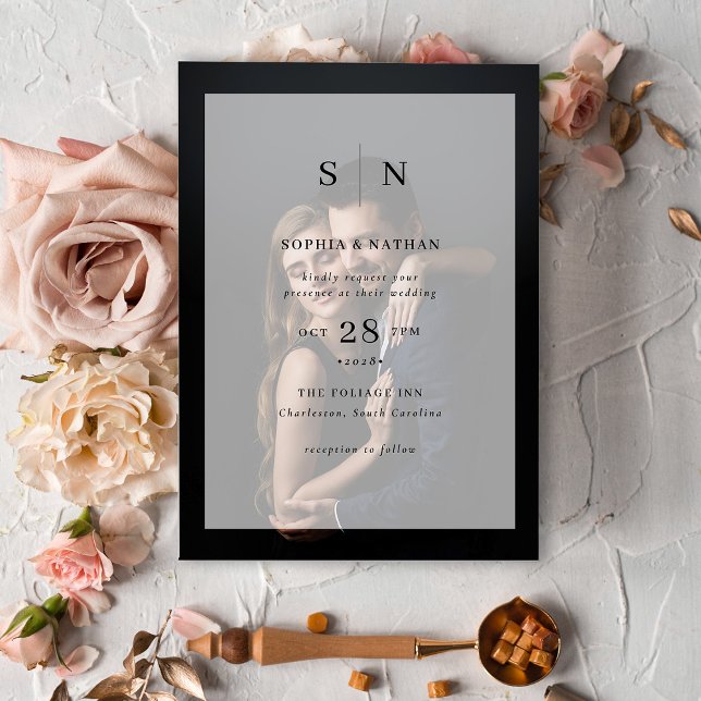 Minimal and Chic | Framed Photo Overlay Wedding Invitation (Creator Uploaded)