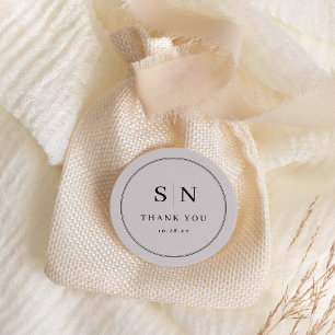 Minimal and Chic   Gray and Black Wedding Initial Classic Round Sticker