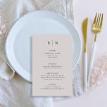 Minimal and Chic | Gray and Black Wedding Menu Flyer<br><div class="desc">These elegant,  modern light gray wedding menu cards or rehearsal dinner menu cards feature a simple black text design that exudes minimalist style. Add your initials or monogram to make them completely your own.</div>