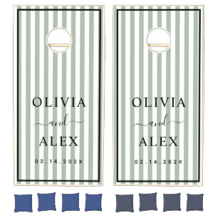Minimal and Chic Gree French Personalized Wedding Cornhole Set