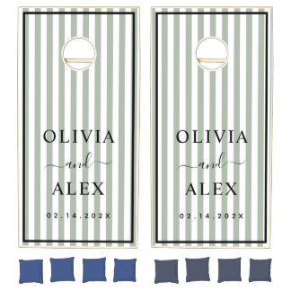 Minimal and Chic Gree French Personalized Wedding Cornhole Set