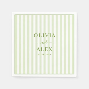 Minimal and Chic Green Personalized Wedding Napkins