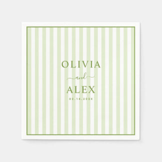 Minimal and Chic Green Personalized Wedding Napkins