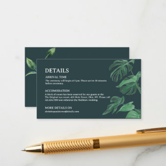 Minimal and Chic Green wedding Details Enclosure Card