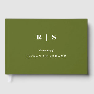 Minimal and Chic green   White Border Guest Book