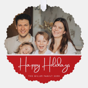 Minimal and Chic Happy holidays photo Ornament Card