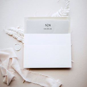 Minimal and Chic Monogram Wedding Black and White Envelope Liner