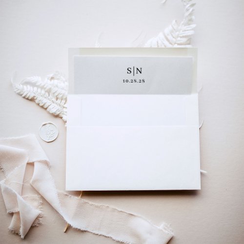 Minimal and Chic Monogram Wedding Black and White Envelope Liner
