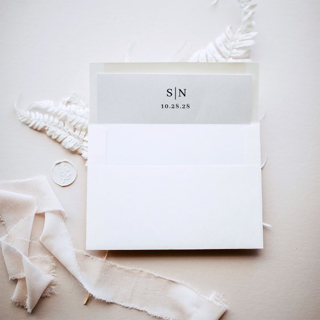 Minimal and Chic Monogram Wedding Black and White Envelope Liner (Creator Uploaded)