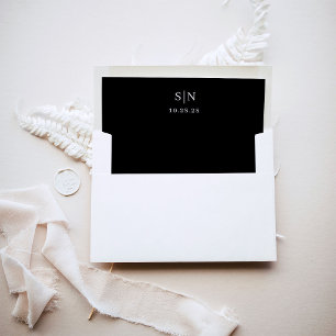 Minimal and Chic Monogram Wedding   Black Envelope Liner
