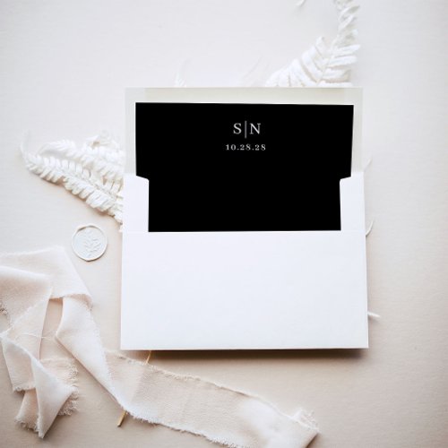 Minimal and Chic Monogram Wedding | Black Envelope Liner