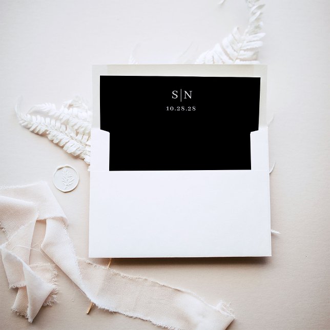 Minimal and Chic Monogram Wedding | Black Envelope Liner (Creator Uploaded)