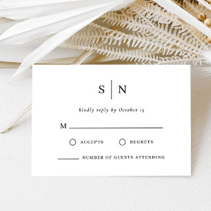 Minimal and Chic Monogram Wedding Letterpress RSVP Cards