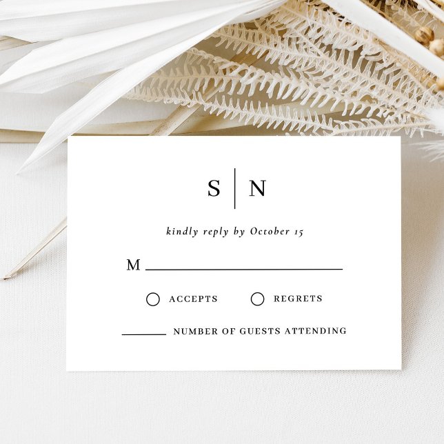 Minimal and Chic Monogram Wedding Letterpress RSVP Cards (Creator Uploaded)