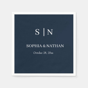 Minimal and Chic   Navy Blue and White Napkins
