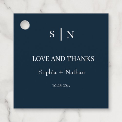 Minimal and Chic  Navy Blue and White Wedding Favor Tags
