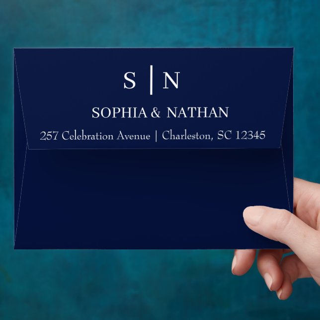 Minimal and Chic | Navy Blue Wedding Envelope (Hand)