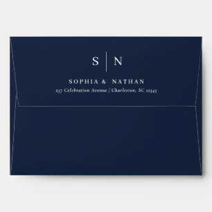 Minimal and Chic Navy Blue Wedding Envelope