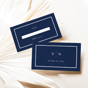 Minimal and Chic Navy Blue Wedding Flat Place Card