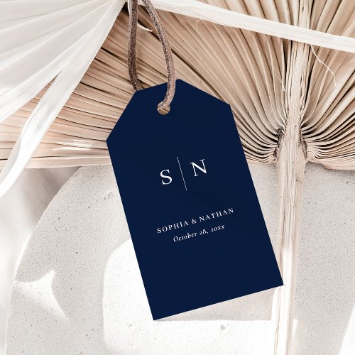 Minimal and Chic  Navy Blue Wedding Gift Tags