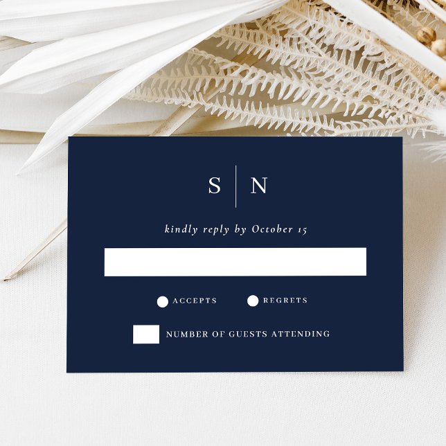 Minimal and Chic Navy Blue | Wedding RSVP Card (Creator Uploaded)