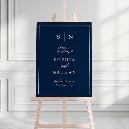 Minimal and Chic  Navy Blue Wedding Welcome Foam Board