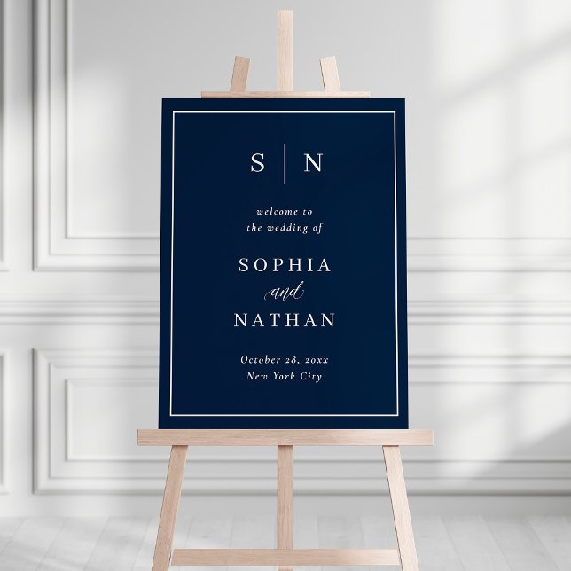 Minimal and Chic | Navy Blue Wedding Welcome Foam Board (Creator Uploaded)