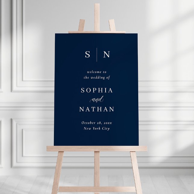 Minimal and Chic | Navy Blue Wedding Welcome Foam Board (Creator Uploaded)