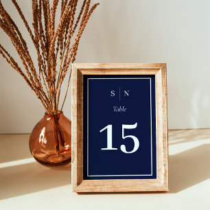 Minimal and Chic   Navy Blue with Border Wedding Table Number