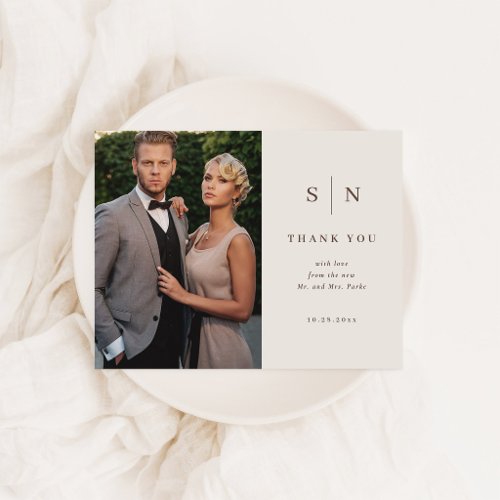 Minimal and Chic Neutral | Photo Wedding Thank You Postcard