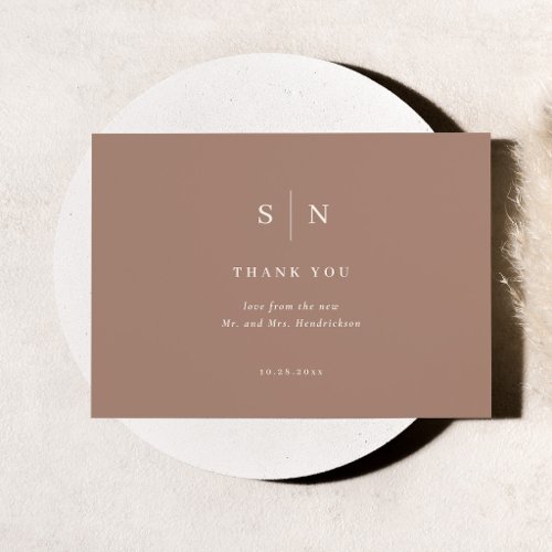 Minimal and Chic | Neutral Taupe Wedding Thank You Card