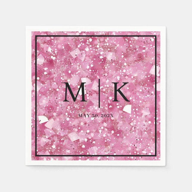 Minimal and Chic | Pastel Pink Glitter Wedding   Napkins (Front)