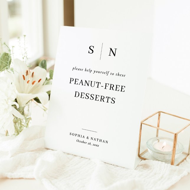 Minimal and Chic | Peanut-Free Desserts Wedding Pedestal Sign (Creator Uploaded)