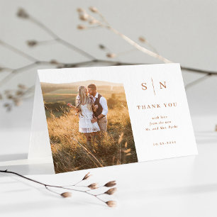 Minimal and Chic Photo Boho Wedding Letterpress Thank You Card